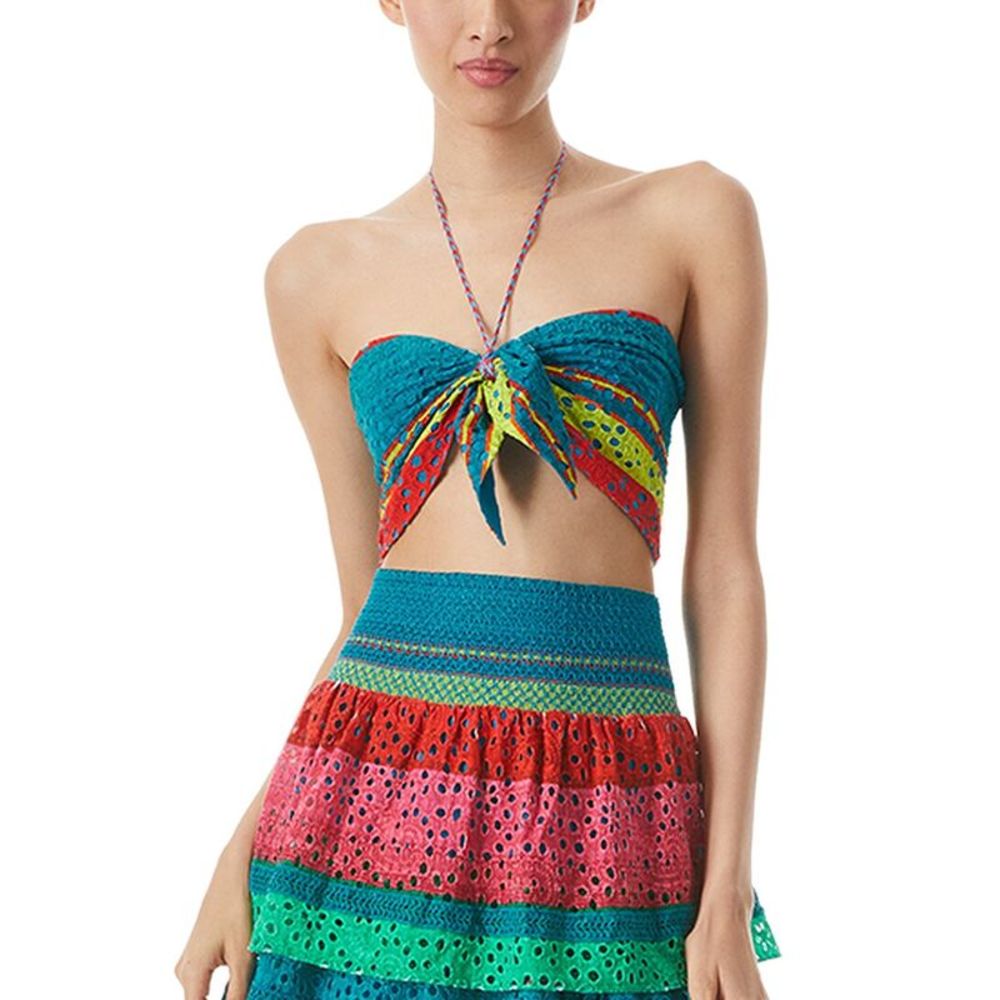 Alice + Olivia Womens  Livia Mock Tie Halter Top